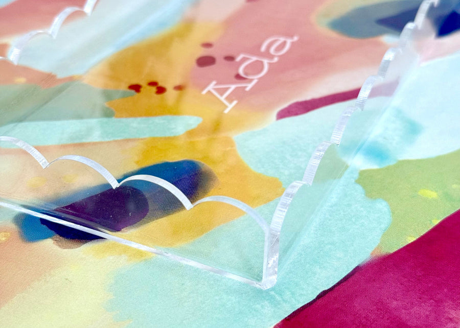 Personalized Clear Acrylic Scalloped Tray